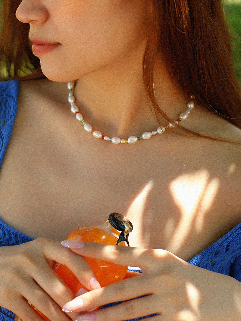 Colorful Beads Baroque Pearl Necklace-Gembea Jewelry