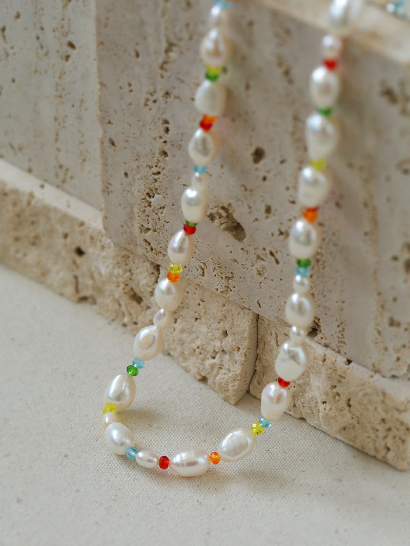 Colorful Beads Baroque Pearl Necklace-Gembea Jewelry