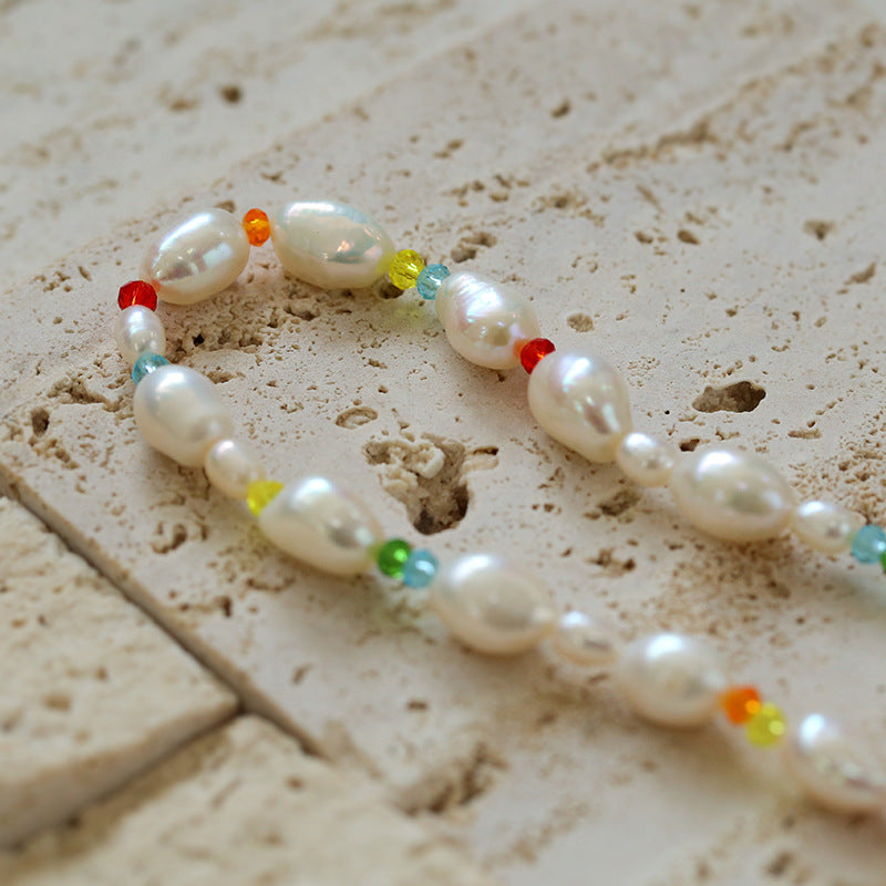 Colorful Beads Baroque Pearl Necklace-Gembea Jewelry