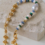 Colorful Beads Baroque Pearls Twisted Chain Necklace gembea jewelry