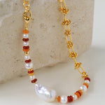 Colorful Beads Baroque Pearls Twisted Chain Necklace gembea jewelry