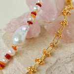 Colorful Beads Baroque Pearls Twisted Chain Necklace gembea jewelry