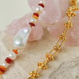 Colorful Beads Baroque Pearls Twisted Chain Necklace gembea jewelry