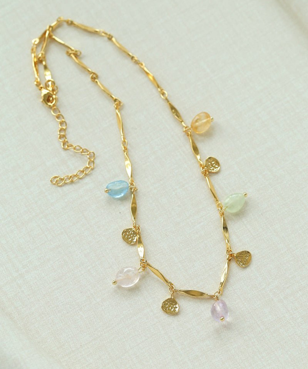 Colorful Crystal Pendant Chain Necklace gembea jewelry