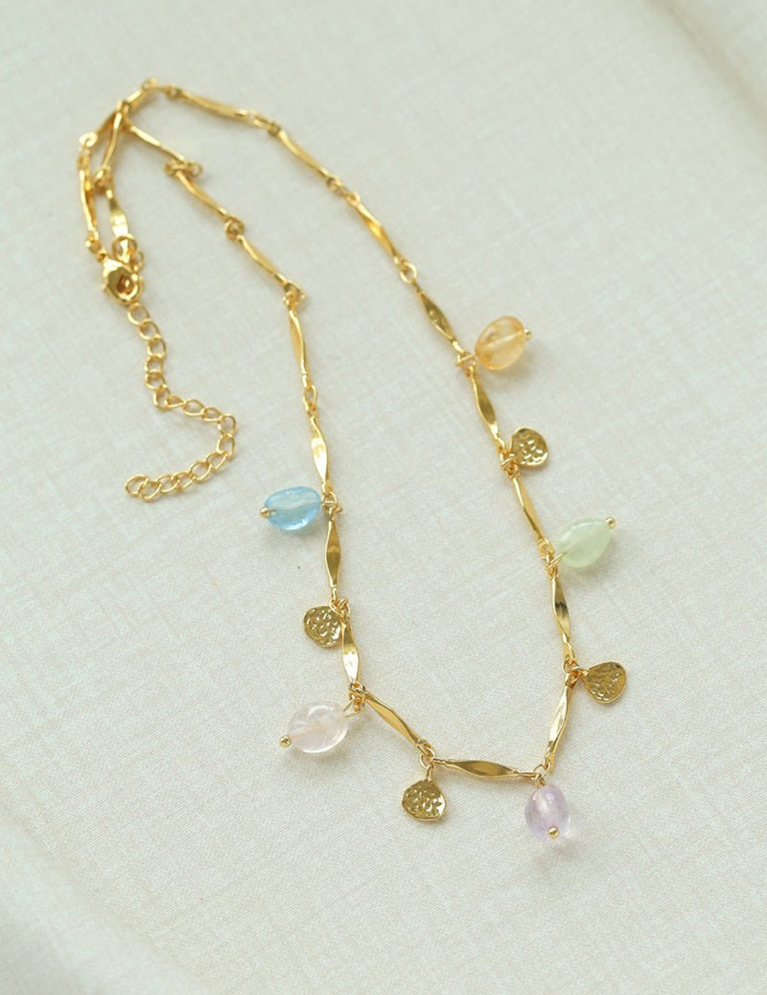 Colorful Crystal Pendant Chain Necklace gembea jewelry