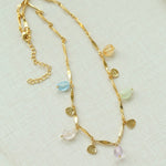Colorful Crystal Pendant Chain Necklace gembea jewelry