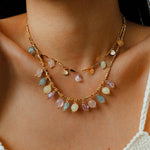 Colorful Crystal Pendant Chain Necklace gembea jewelry