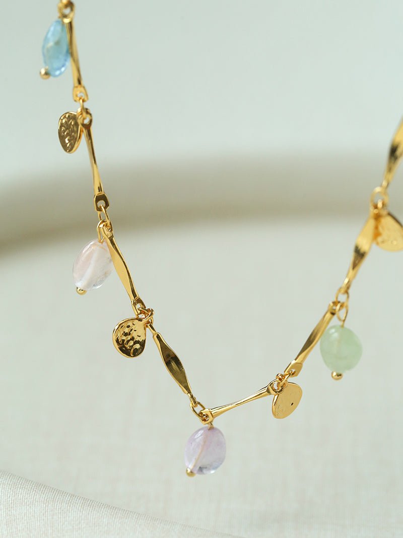 Colorful Crystal Pendant Chain Necklace gembea jewelry