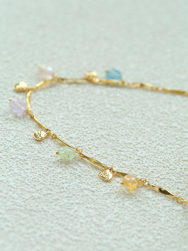 Colorful Crystal Pendant Chain Necklace gembea jewelry