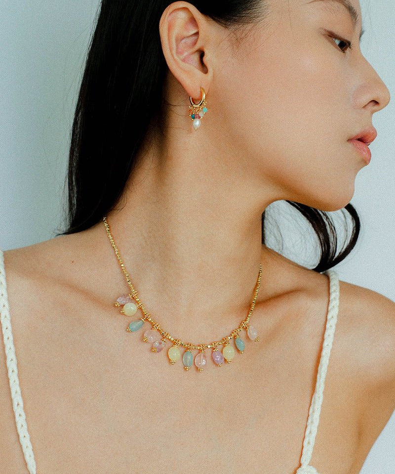 Colorful Crystal Pendant Charm Necklace gembea jewelry