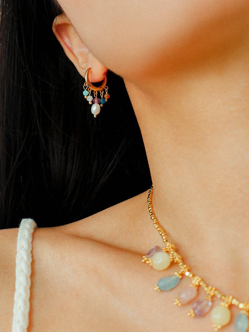 Colorful Crystal Pendant Charm Necklace gembea jewelry