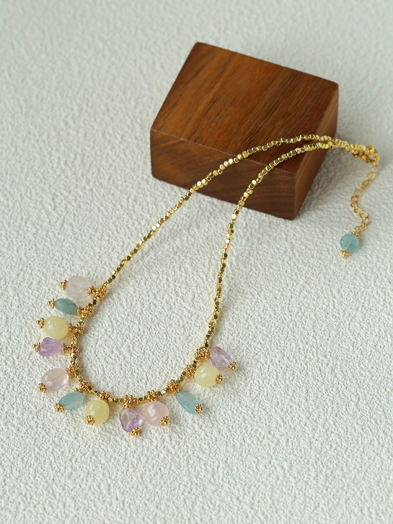 Colorful Crystal Pendant Charm Necklace gembea jewelry