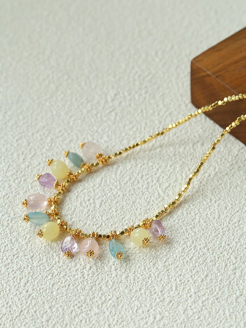 Colorful Crystal Pendant Charm Necklace gembea jewelry