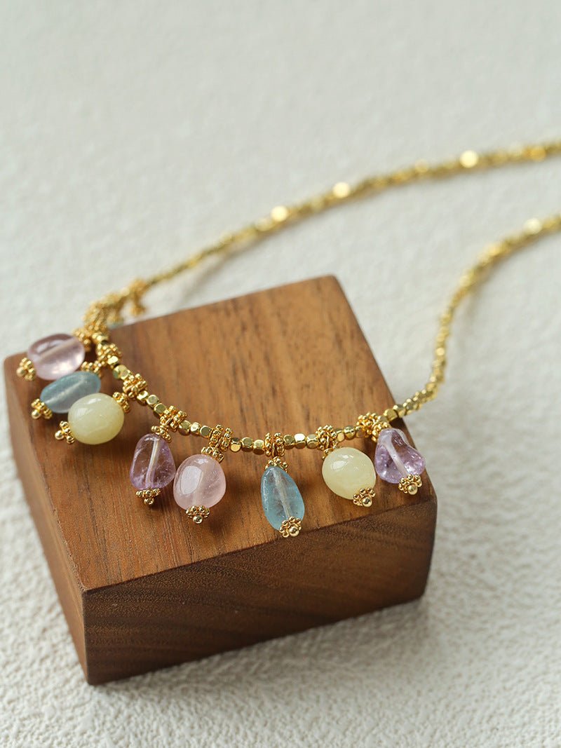 Colorful Crystal Pendant Charm Necklace gembea jewelry
