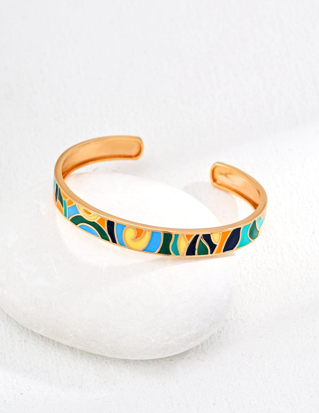 Colorful Drop Glaze Bangles Cuff Bracelets - Gembea Jewelry