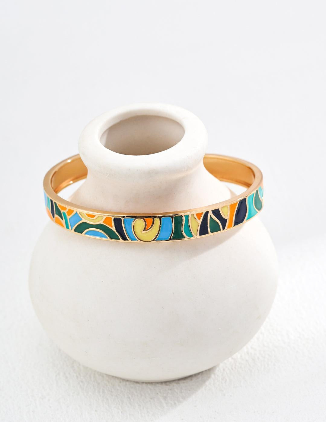 Colorful Drop Glaze Bangles Cuff Bracelets - Gembea Jewelry
