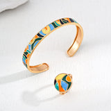 Colorful Drop Glaze Bangles Cuff Bracelets - Gembea Jewelry