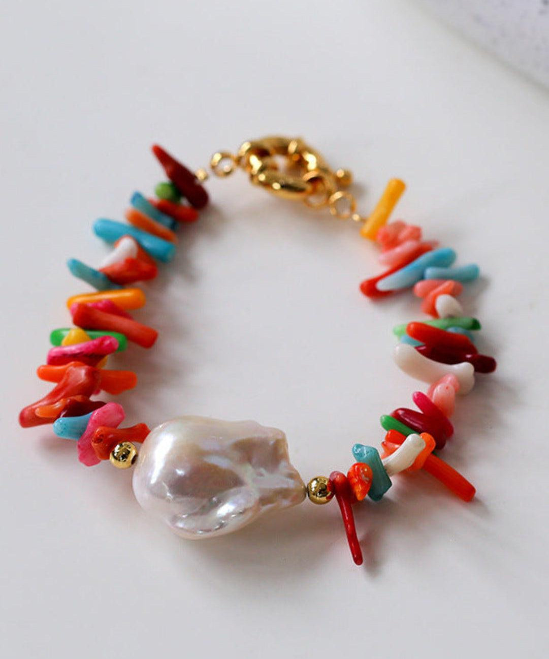 Sea's Embrace Series Gemstone Baroque Pearl Bracelet - Gembea Jewelry