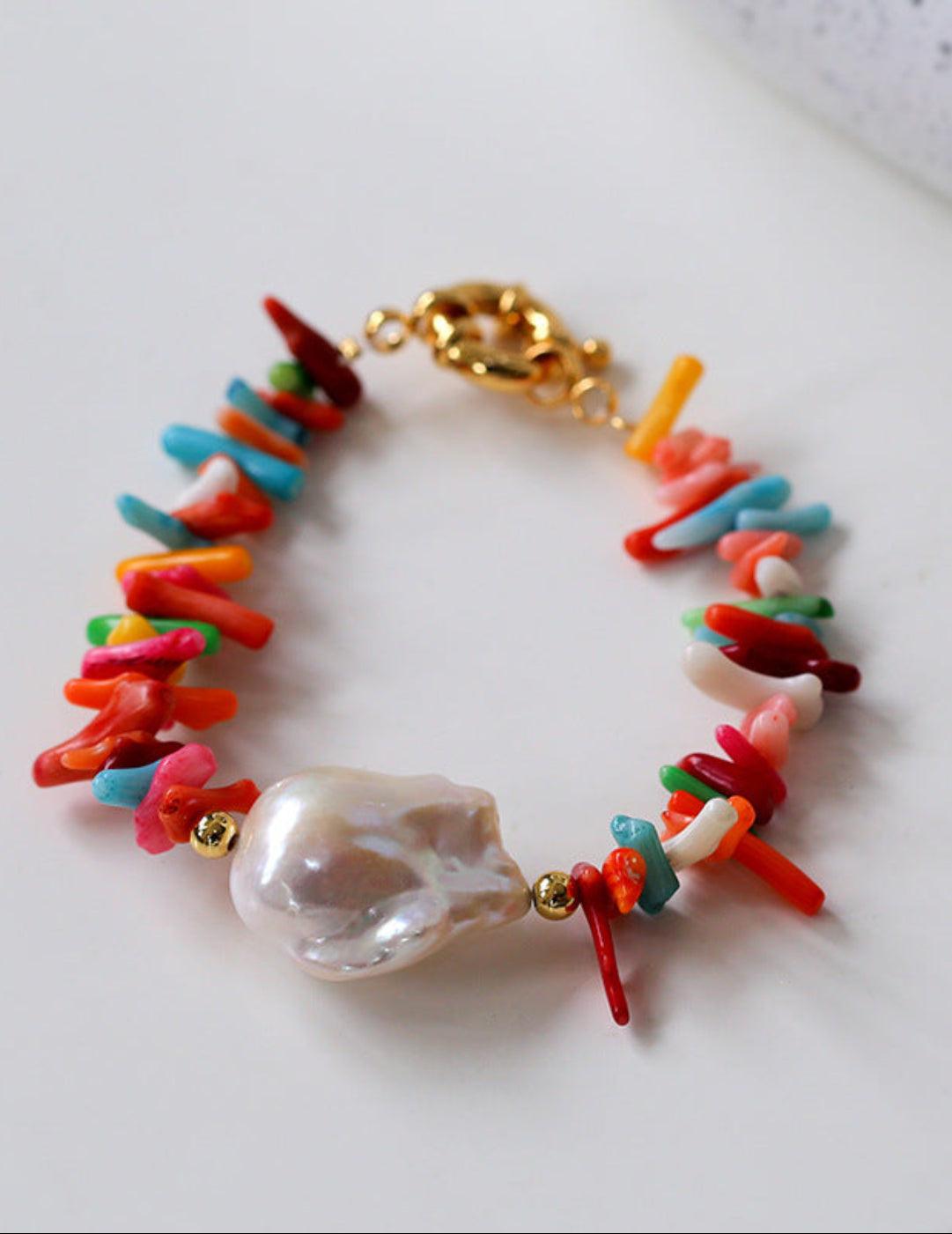Sea's Embrace Series Gemstone Baroque Pearl Bracelet - Gembea Jewelry