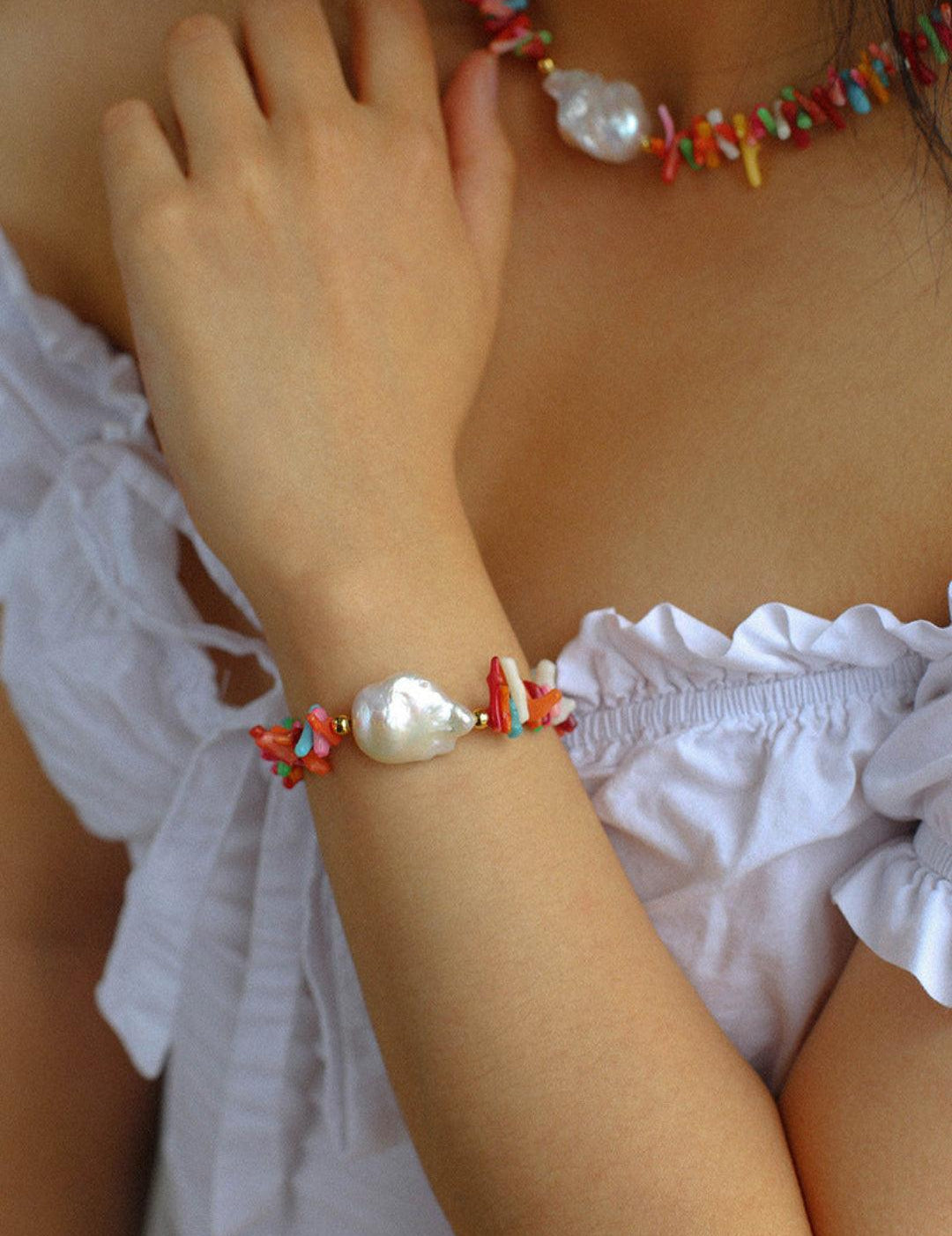 Sea's Embrace Series Gemstone Baroque Pearl Bracelet - Gembea Jewelry