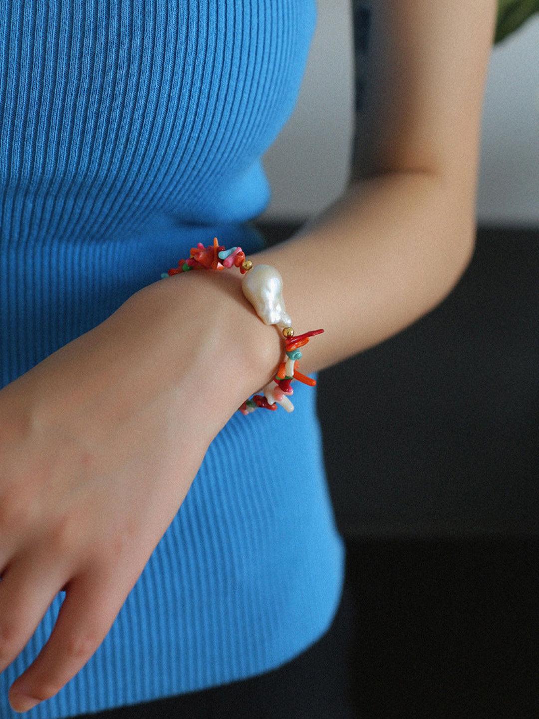 Sea's Embrace Series Gemstone Baroque Pearl Bracelet - Gembea Jewelry
