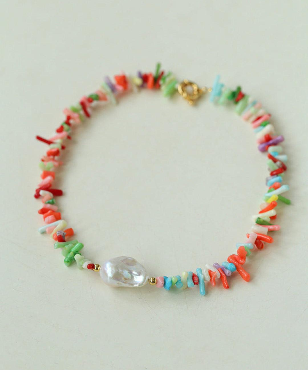 Sea's Embrace Series Gemstone Baroque Pearl Necklace - Gembea Jewelry