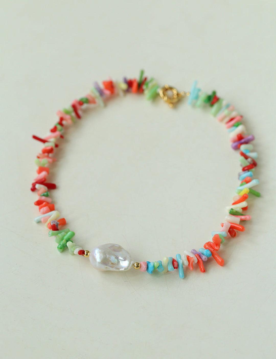 Sea's Embrace Series Gemstone Baroque Pearl Necklace - Gembea Jewelry