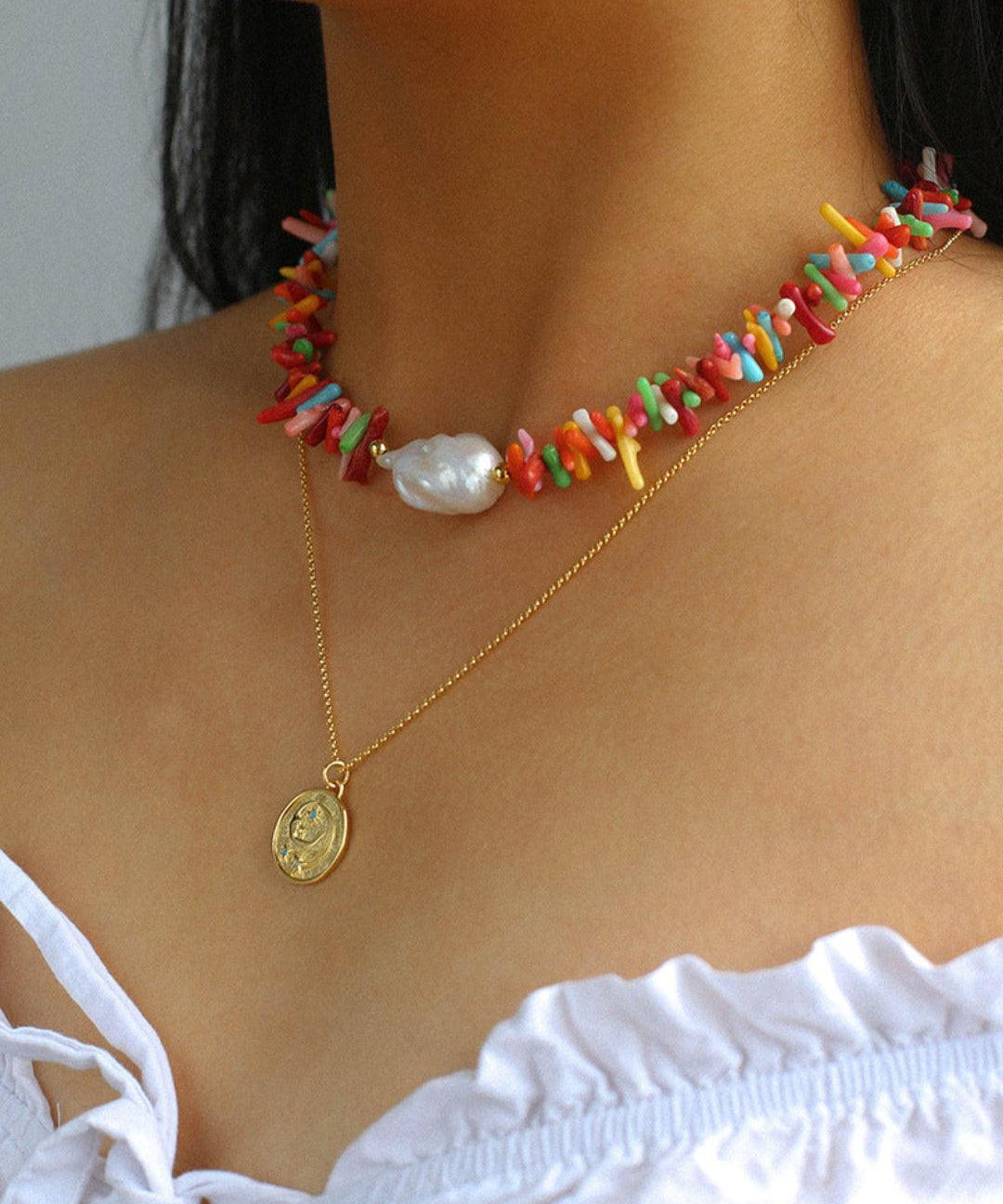 Sea's Embrace Series Gemstone Baroque Pearl Necklace - Gembea Jewelry