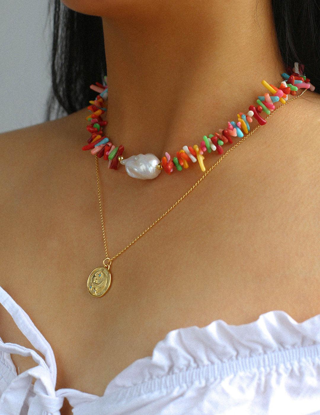 Sea's Embrace Series Gemstone Baroque Pearl Necklace - Gembea Jewelry