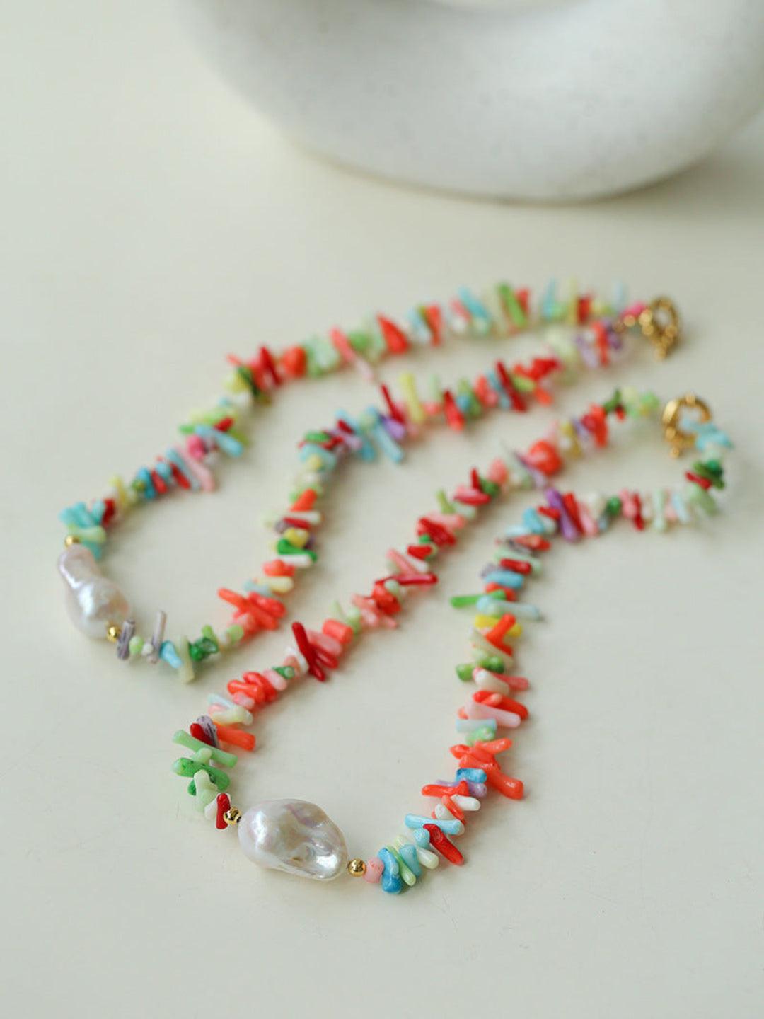 Sea's Embrace Series Gemstone Baroque Pearl Necklace - Gembea Jewelry