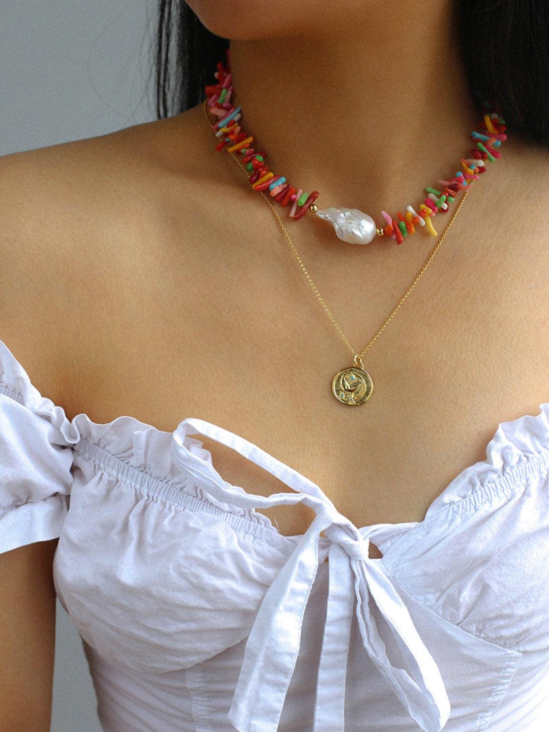 Sea's Embrace Series Gemstone Baroque Pearl Necklace - Gembea Jewelry