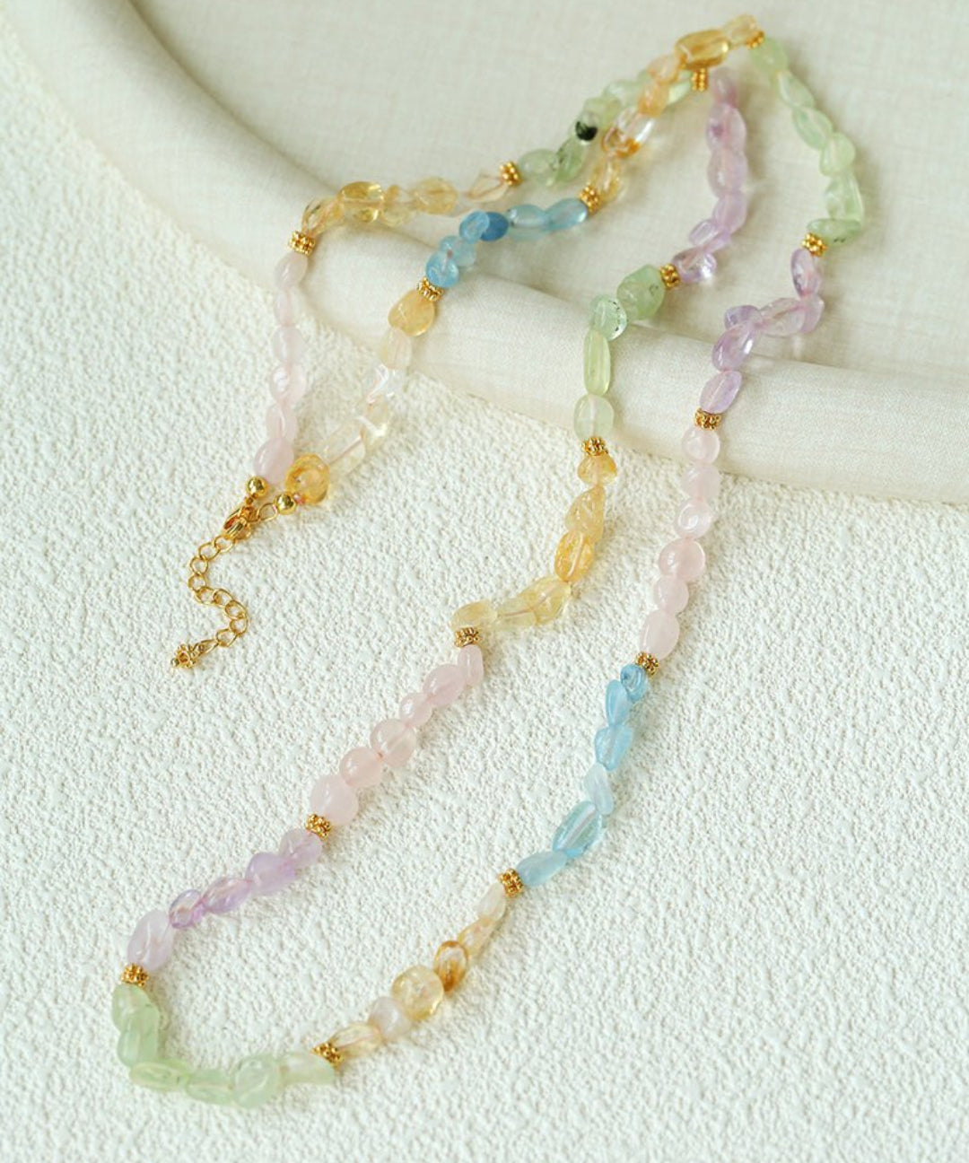 Colorful Irregular Crystal Beaded Long Necklace gembea jewelry