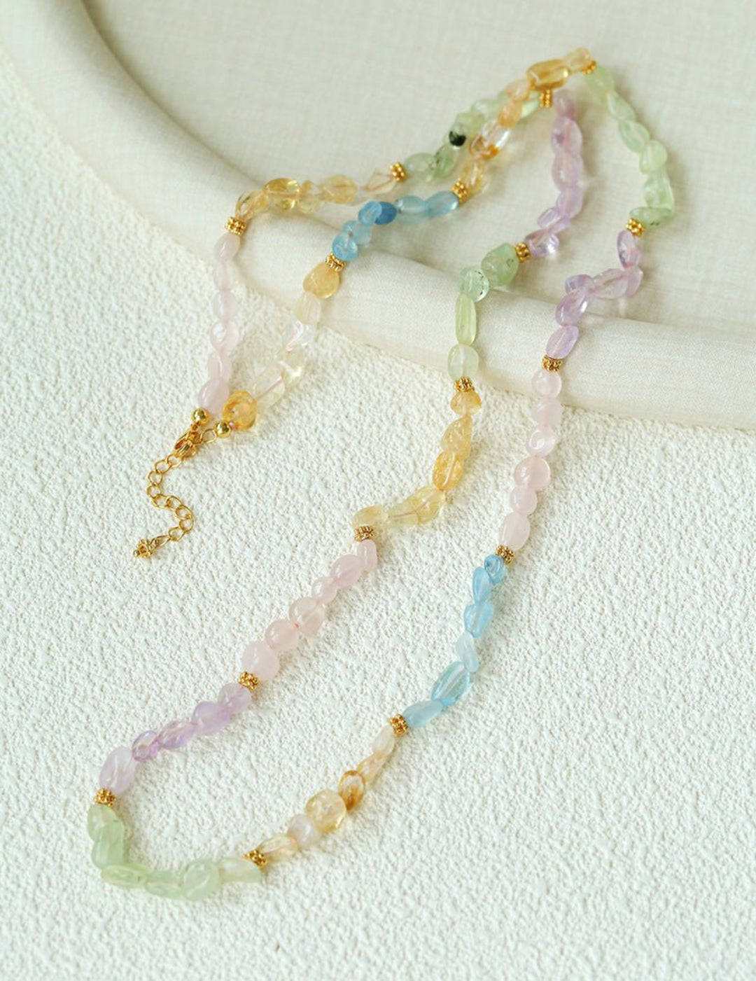 Colorful Irregular Crystal Beaded Long Necklace gembea jewelry