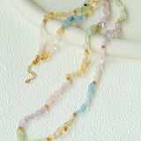 Colorful Irregular Crystal Beaded Long Necklace gembea jewelry