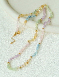 Colorful Irregular Crystal Beaded Long Necklace gembea jewelry