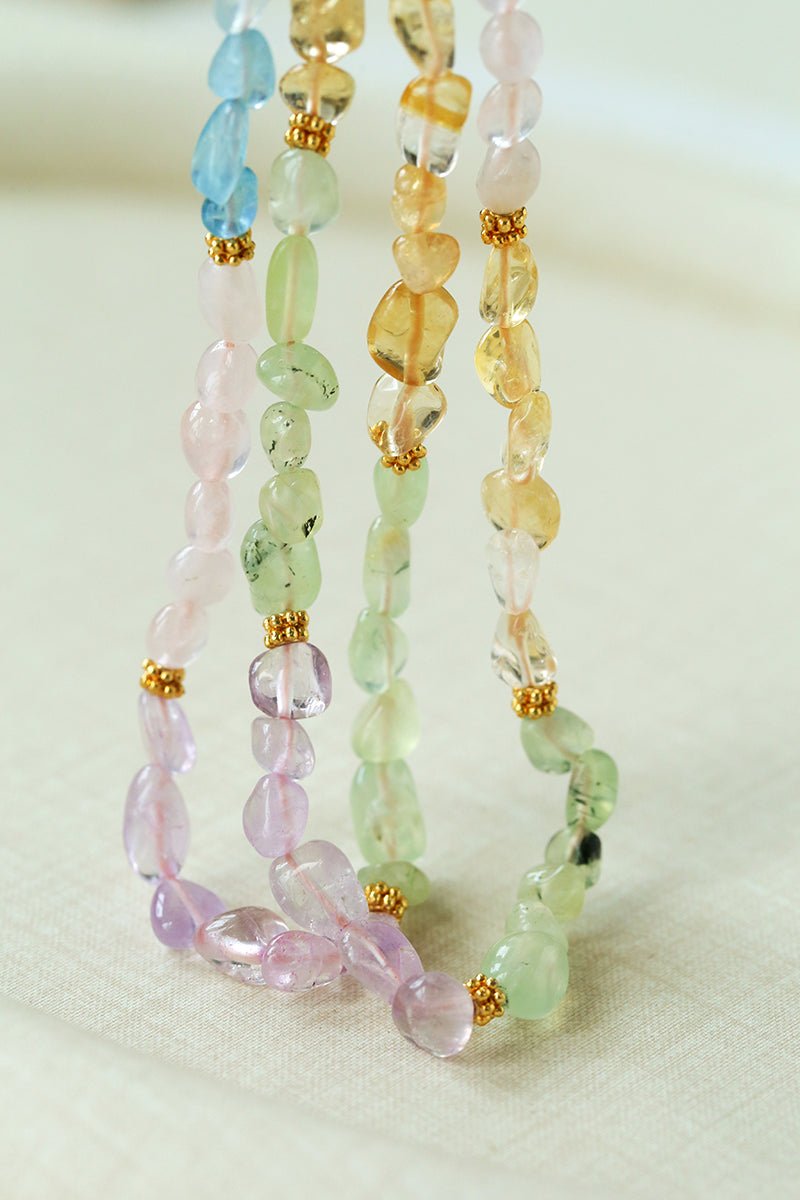 Colorful Irregular Crystal Beaded Long Necklace gembea jewelry