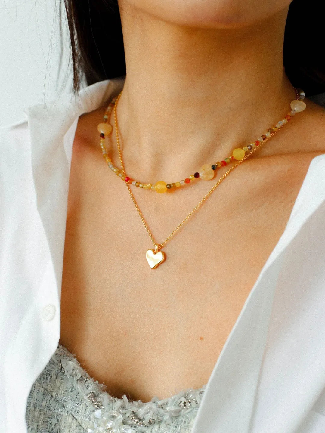 Spring Heartbeat Natural Stone Necklace - Gembea Jewelry