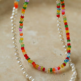 Colorful Stone Pearl Beaded Necklace-Gembea Jewelry