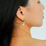 Colorful Stone Pearl Tassel Hoop Earrings gembea jewelry11