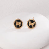 Commuter Black Agate Butterfly Stud Earrings - Gembea Jewelry