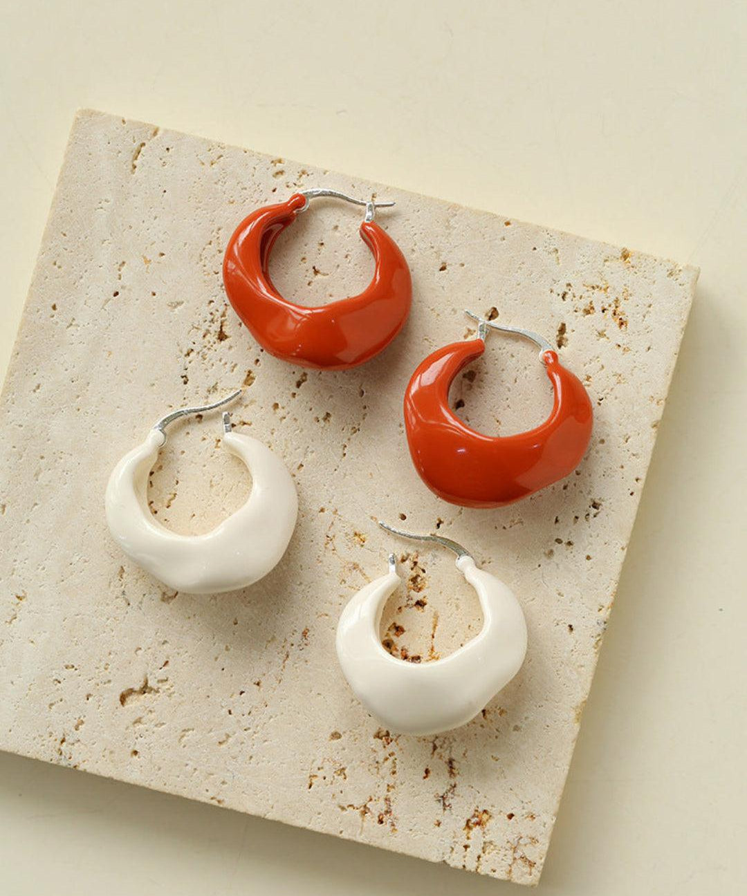 Commuter Twist Floral Geometric Enamel Glaze Earrings - Gembea Jewelry