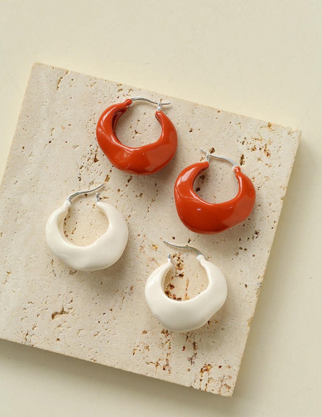 Commuter Twist Floral Geometric Enamel Glaze Earrings - Gembea Jewelry