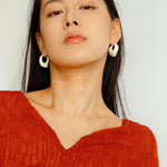 Commuter Twist Floral Geometric Enamel Glaze Earrings - Gembea Jewelry