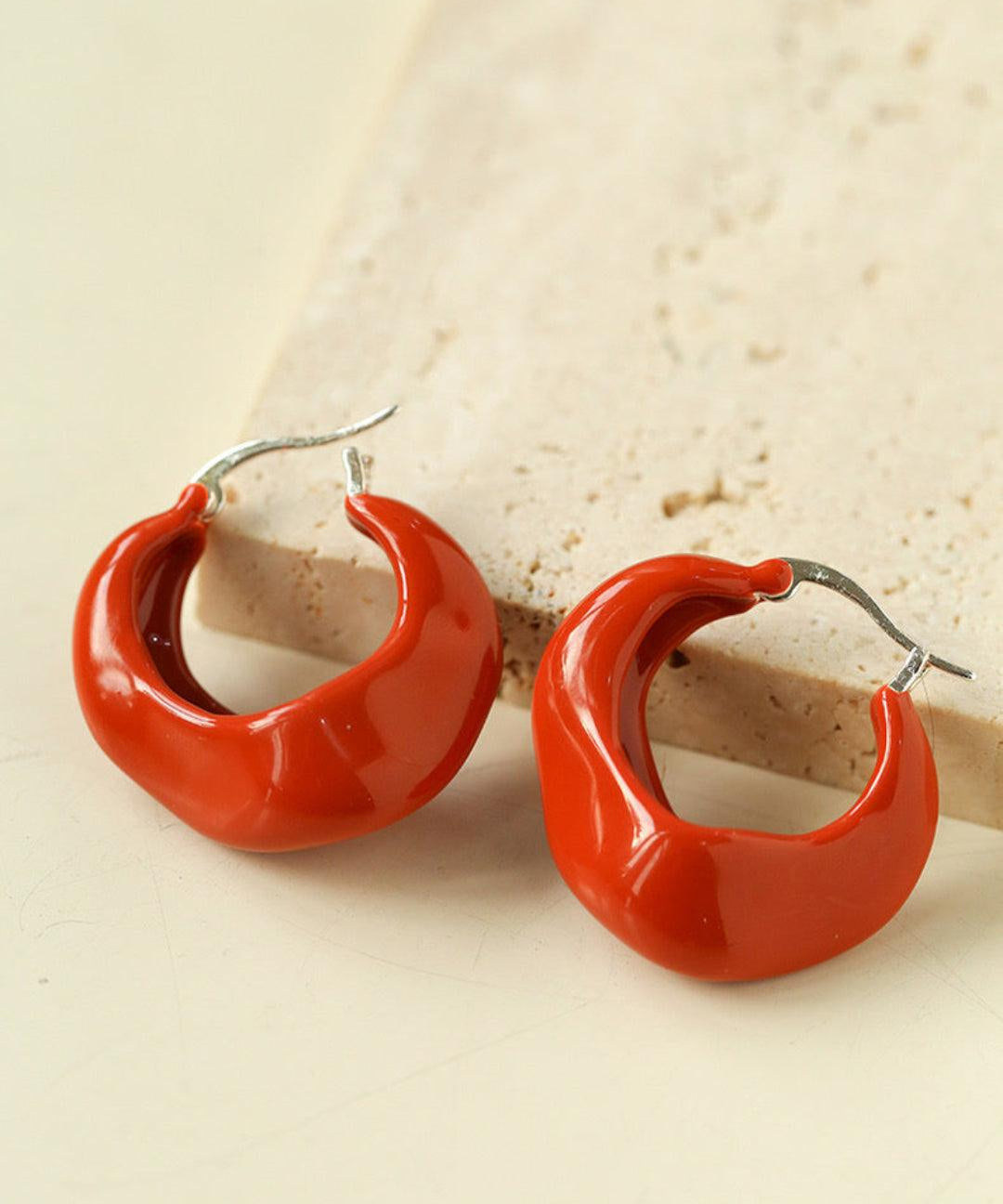 Commuter Twist Floral Geometric Enamel Glaze Earrings - Gembea Jewelry