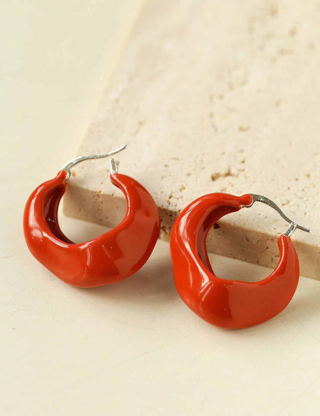 Commuter Twist Floral Geometric Enamel Glaze Earrings - Gembea Jewelry