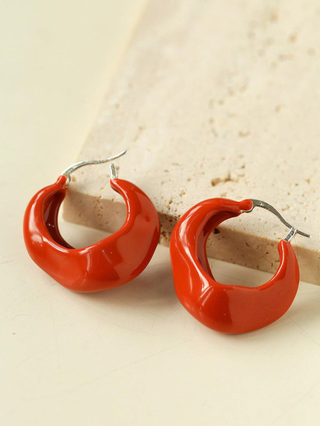 Commuter Twist Floral Geometric Enamel Glaze Earrings - Gembea Jewelry