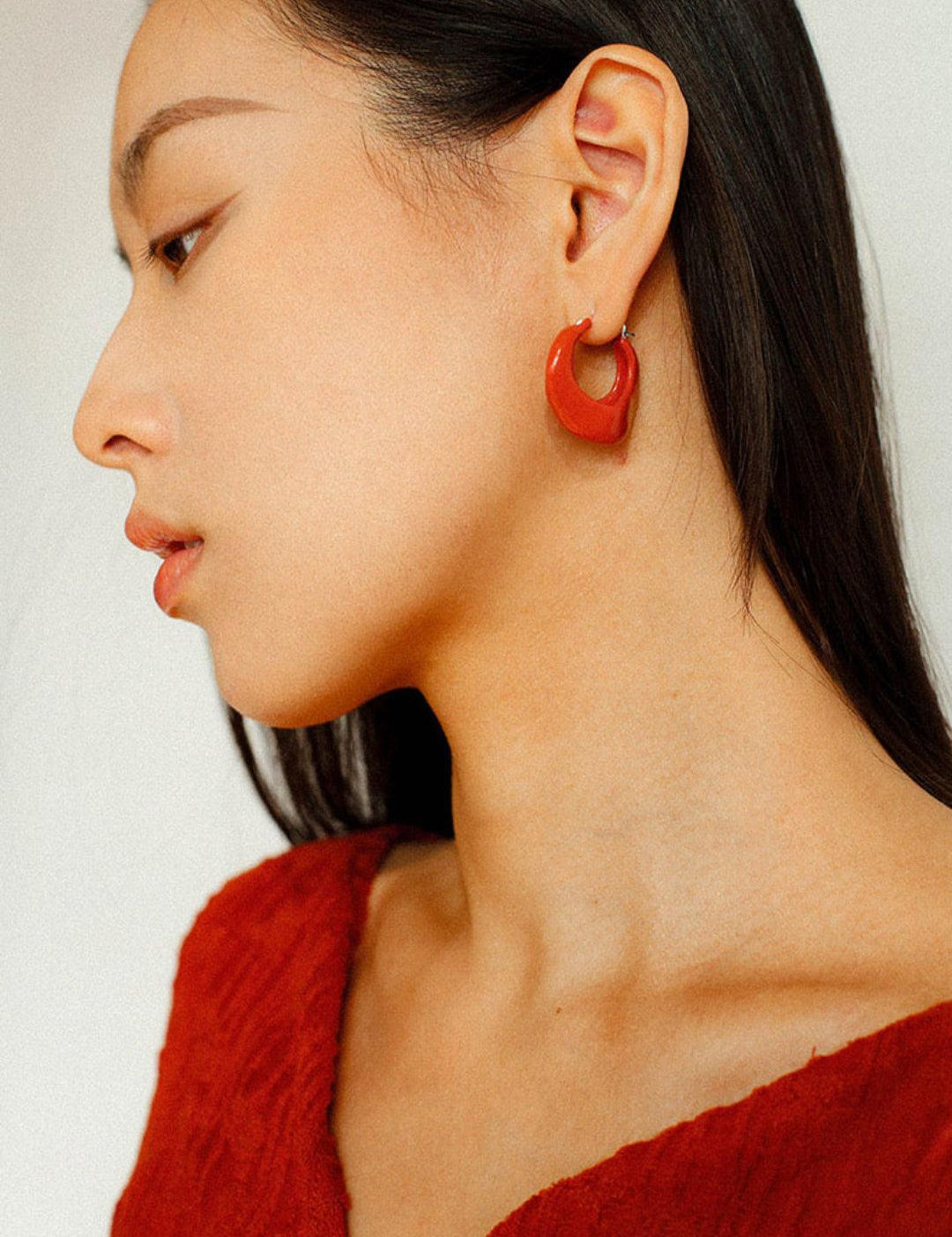 Commuter Twist Floral Geometric Enamel Glaze Earrings - Gembea Jewelry