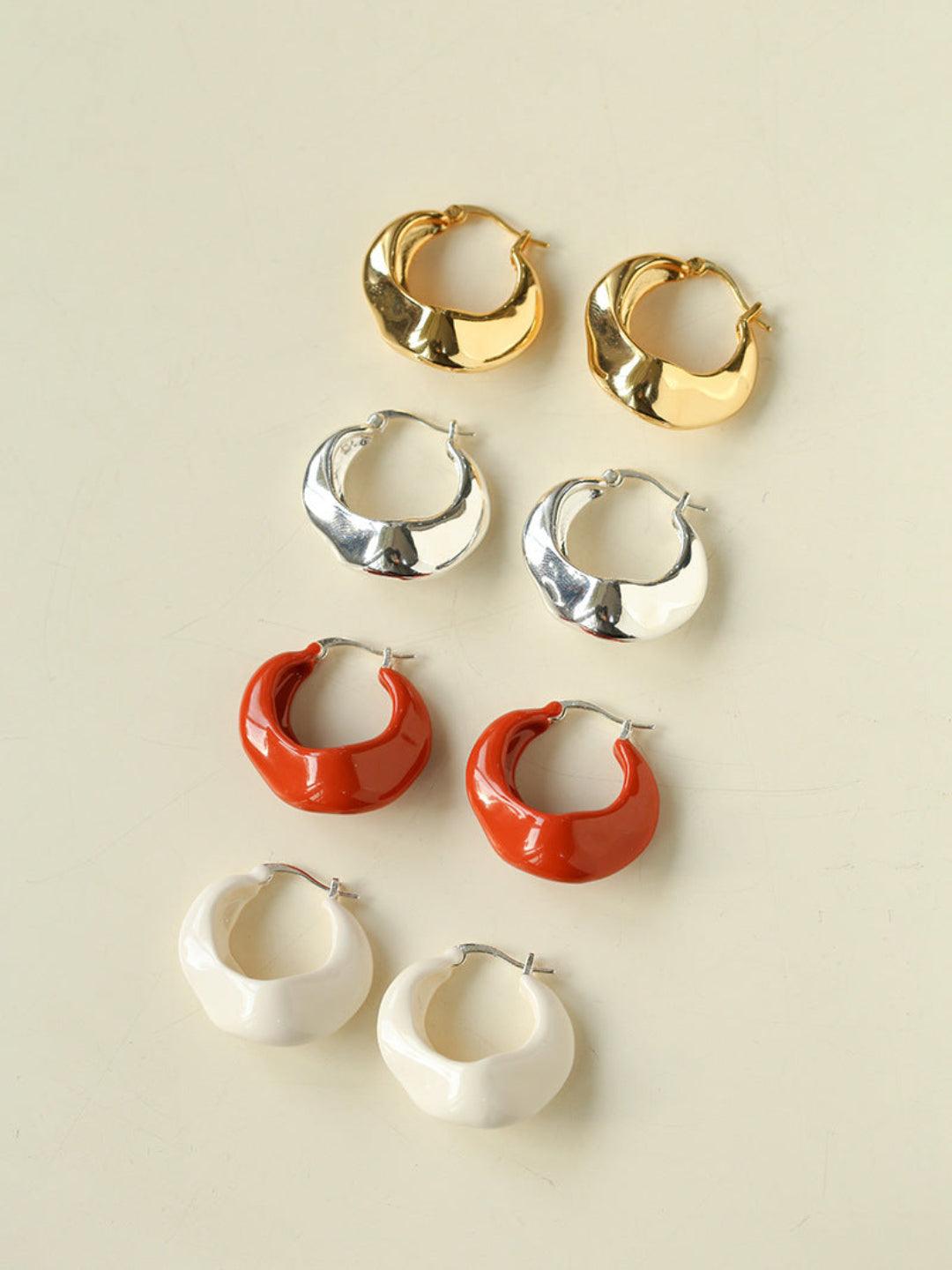 Commuter Twist Floral Geometric Enamel Glaze Earrings - Gembea Jewelry
