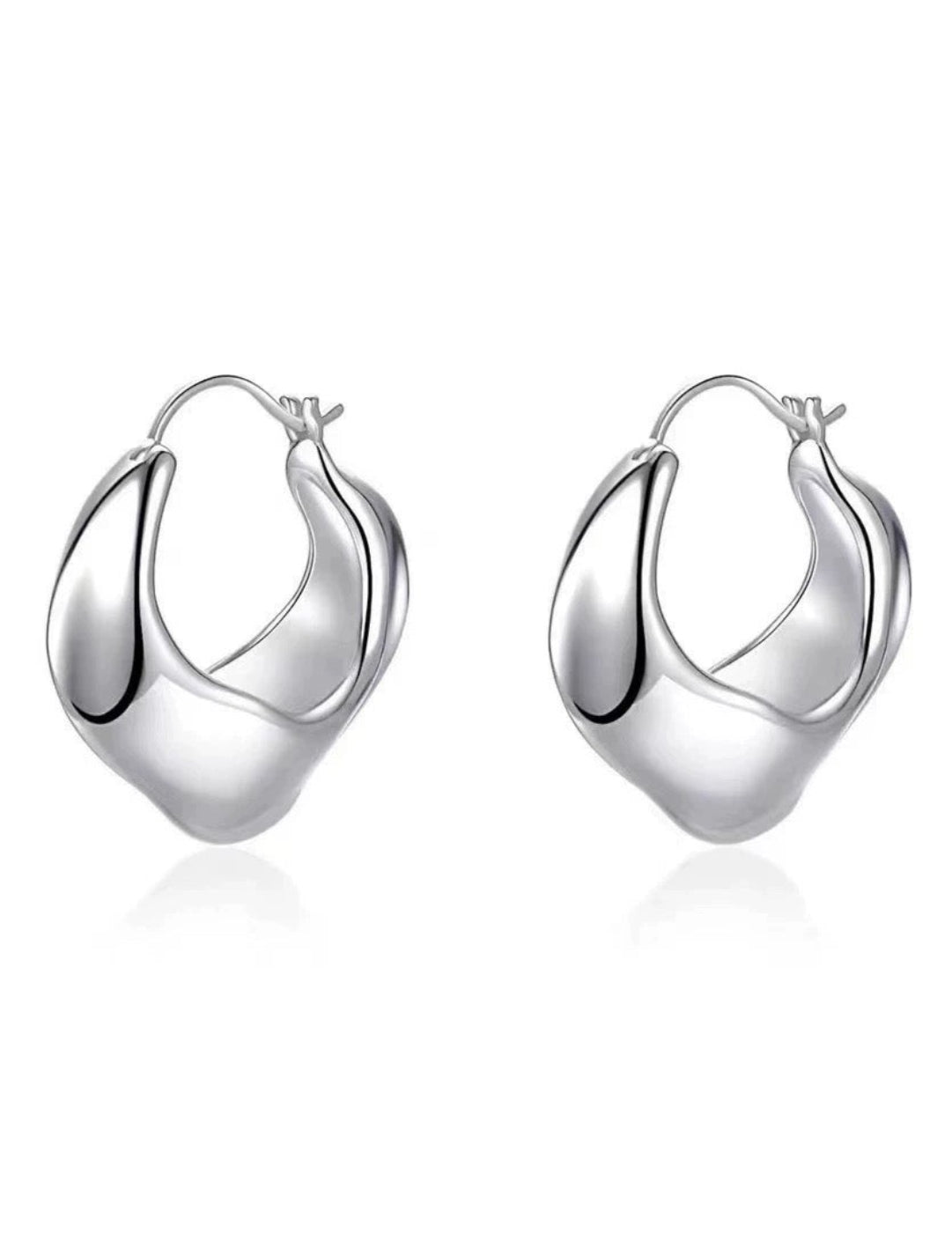Commuter Golden Silver Metallic Hoop Earrings gembea jewelry