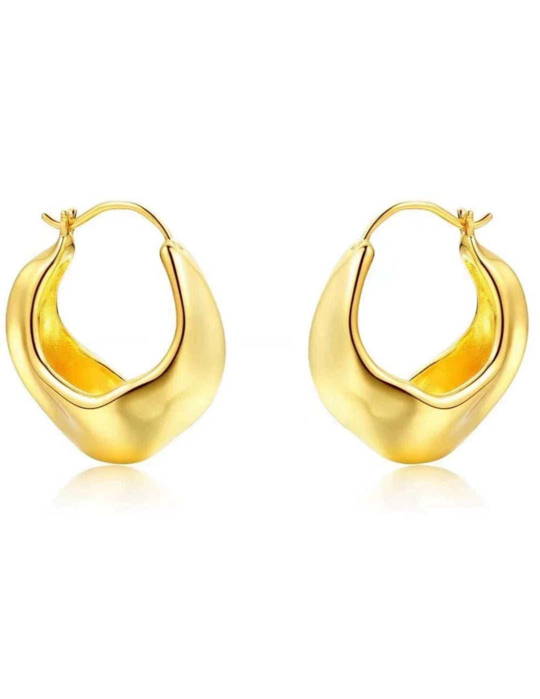 Commuter Golden Silver Metallic Hoop Earrings gembea jewelry